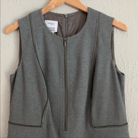 Gray Akris Punto Sheath Dress with zipper detail - Picture 3 of 7